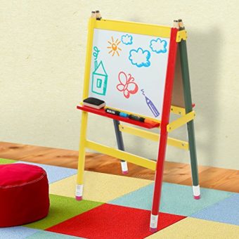 Multicolored Fun Wood Pencil Design Free Standing A Frame 2 In 1 Childrens Whiteboard Easel Kids Black Chalkboard Combo 0 0 340x340 